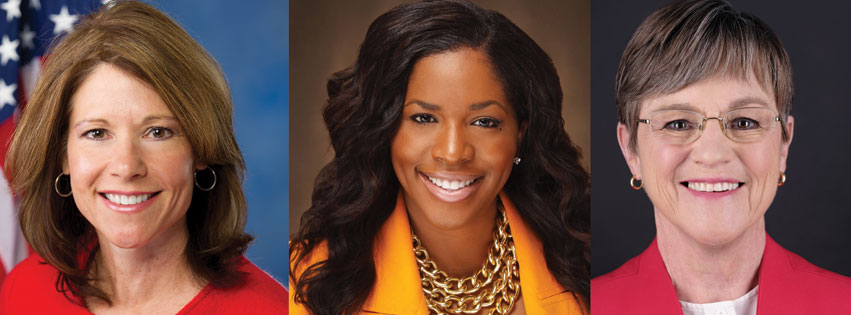 Congresswoman Cheri Bustos, Representative Jehan Gordon-Booth and Kansas Governor Laura Kelly