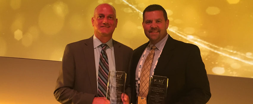 Children’s Home CEO Matt George with Jeff Zircher at the 2016 PMI Professional Awards. The Community Advancement Through Project Management Award was presented to Caterpillar and Children’s Home by the Project Management Institute’s Education Foundation.
