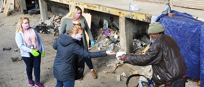 The Phoenix CDS outreach team is reaching out to those experiencing homelessness in our community to distribute food, personal care supplies, hand sanitizer and personal protective equipment.