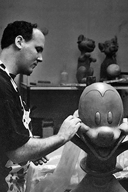 Bob Doucette sculpting the manikin of Animaniacs character Yakko that was used in all the Warner Bros. stores, early 1990s