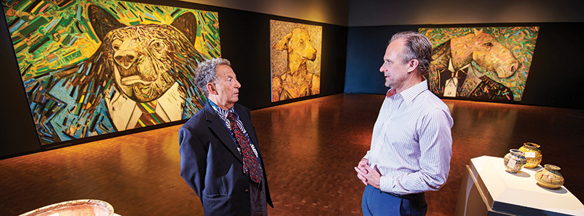 Artist Ken Hoffman with Bill Conger, Curator of Collections & Exhibitions at the Peoria Riverfront Museum, June 2, 2020. Photo by Jeffery Noble