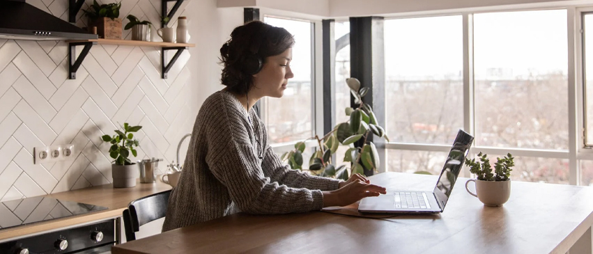 Woman working remotely