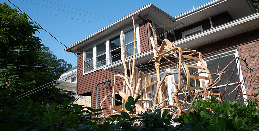 After Brammeier’s eight-year-old neighbor Anaya moved away, she constructed “A Treehouse for Anaya”—a structure that explores loss and discovery.    