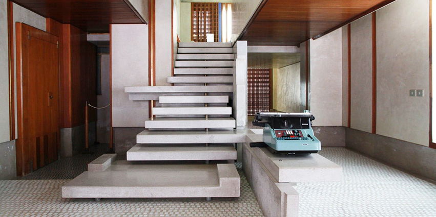 This iconic staircase, designed by Carlo Scarpa, is a focal point of the Olivetti Showroom in Venice, Italy.