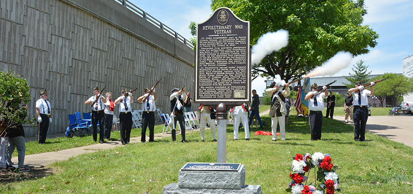 On Flag Day in 2019, a celebration of Dusenberry's life and service and dedication of memorials was conducted by the local chapters of the Daughters of the American Revolution and the Sons of the American Revolution. Photo by Dr. Allan Campbell