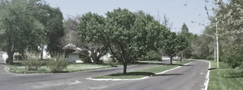 The last remaining portion of Woodruff Boulevard, shown here in 2014, was removed with the enlargement of the Peoria High School athletic facilities in 2015.