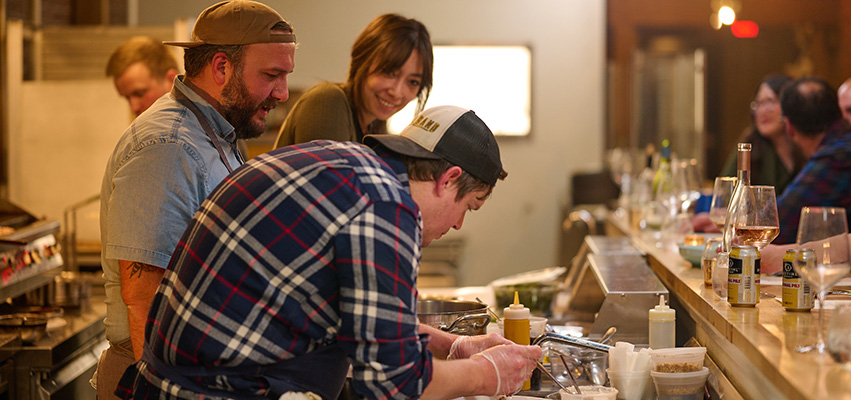 Kitchen plating food