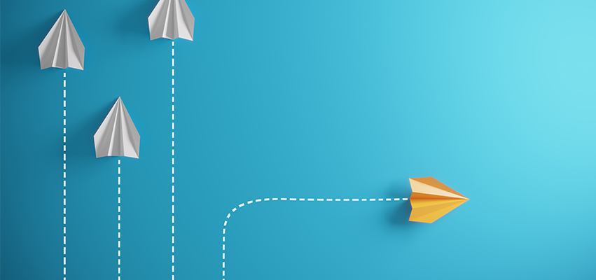 Arrows over a light blue background