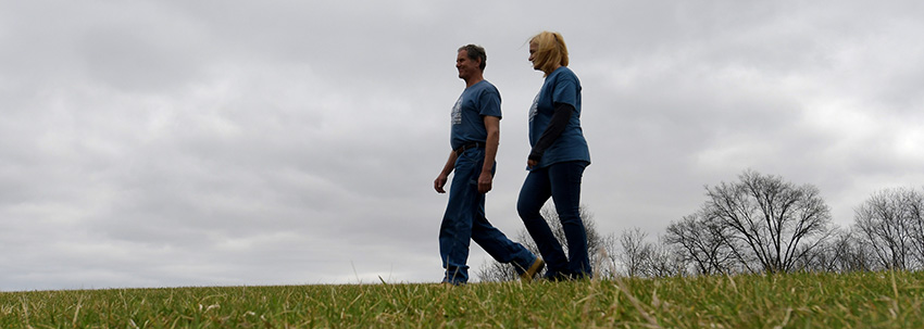 Jim and Laura Sniff walk the Blue Ridge grounds