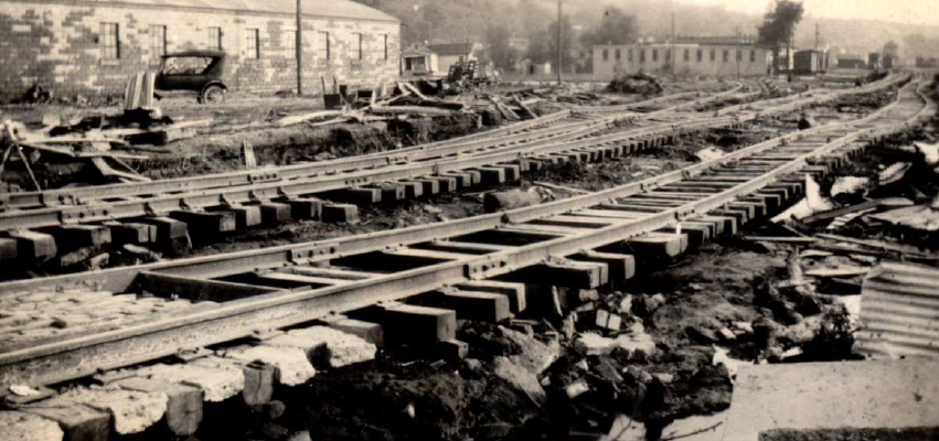 Railroad tracks after a massive Flood